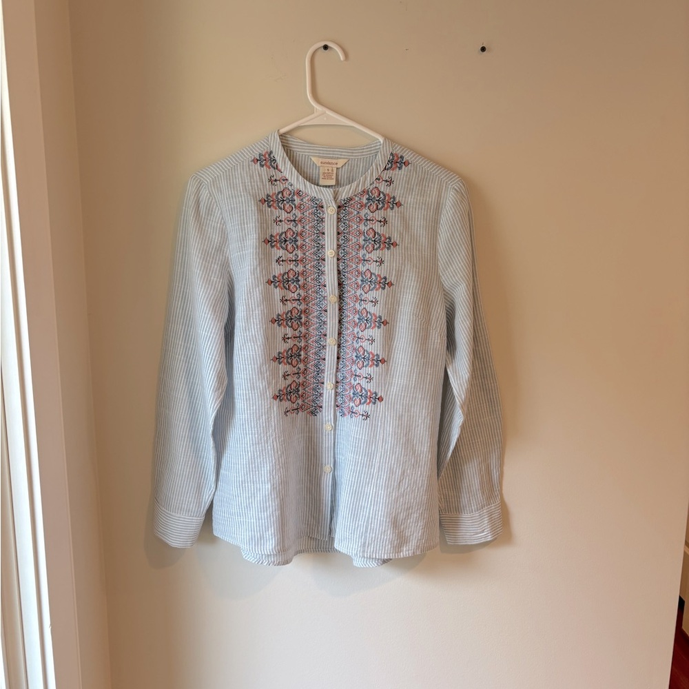 Sundance long sleeve embroidered blouse